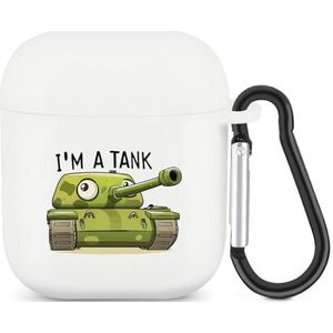 I'm A Tank Leuke Case voor AirPods 2&1 Schokbestendige Beschermende Hoofdtelefoon Gevallen Cover Met Sleutelhanger Voor Mannen Vrouwen