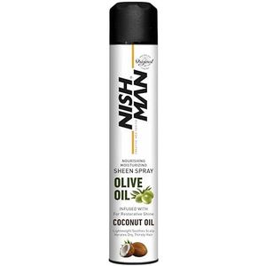 NISHMAN Sheen Hair Spray - Olive Oil & Coconut Oil 400ml - Voedt, Herstelt & Beschermt Haar - Glanzende Finish, Hydratatie & Verzorging voor Alle Haartypes
