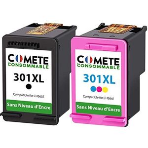 COMETE - 301xl - 2 Inktpatronen Compatibel met HP 301 of 301 XL, zonder inktniveau-weergave, voor HP 301 cartridge voor HP Officejet Envy Deskjet (301XL)