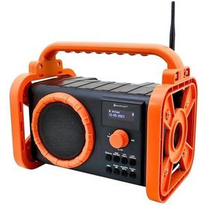 Soundmaster DAB80OR bouwplaatsradio tuinradio digitale radio DAB+ FM-RDS Bluetooth Li-Ion accu IP44 stof- en spatwaterdicht