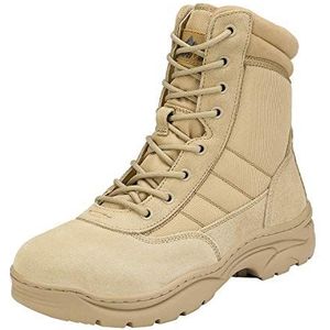 NORTIV 8 Veiligheids-tactische gevechtslaarzen voor heren, rits, militaire gevechtslaarzen, gevechtslaarzen DESERT,sand 41EU