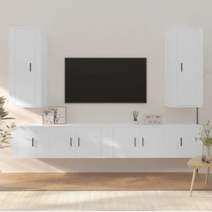 DIGBYS Meubels-sets-6-delige tv-kast set wit ontworpen hout