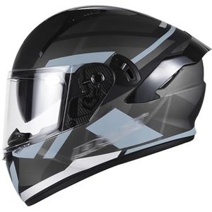 RYDZCLH Integraalmotorhelm met dubbele vizieren DOT/ECE goedgekeurde motorfiets-bromfiets-jethelm Lichtgewicht straatfiets-scooterhelmen voor heren en dames,C,XL