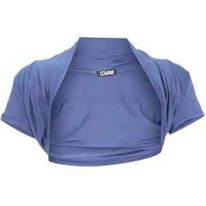 Easy Young Fashion Dames bolero jasje korte mouwen - elastisch en nauwsluitend - basic schouderjas - zachte open voorkant jas 3009, jeansblauw, 32-38