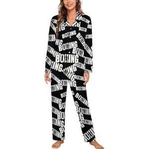 Boksen pyjama met lange mouwen voor vrouwen, klassieke nachtkleding, nachtkleding, zachte pyjama's, loungesets