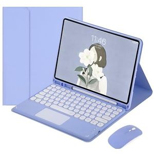 Toetsenbordhoes Voor Samsung Galaxy Tab A9 Plus 11 Inch (SM-X210/X215/X216/X218), Oplaadbaar Bluetooth-Toetsenbord Met Touchpad, Ingebouwde Potloodhouder, Tabletmuis,Purper