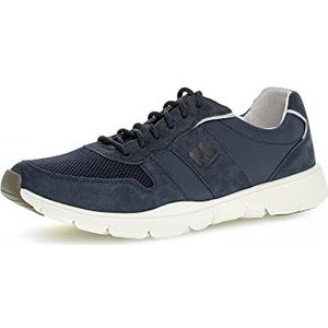 Pius Gabor Sneakers voor heren, lage schoenen, uitneembaar voetbed, gecertificeerd leer, blauw denim, 47 EU