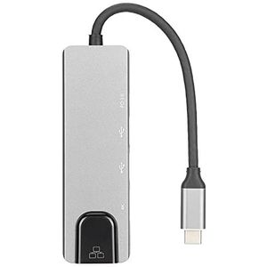 5-in-1 Type-C Hub, Type-C Docking Station, met 2 USB/HD Multimedia Interface/RJ45/Type-C Poorten, voor IOS/Tablet PC/Mobiele/Power Adapter Etc.