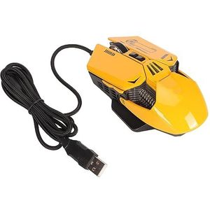 Bedrade Gamingmuis, Anti-vermoeidheid Mechanisch Uiterlijk, Ergonomische 7 Programmeerbare Knoppen, Bedrade Muis voor Computer en Laptop (Geel)