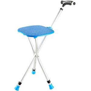 opvouwbare stoel Opvouwbare wandelstokkruk met verlichting, verstelbare hoogte 87-97 cm, draagvermogen 200 kg, veelkleurig, 24 x 87-97 cm(Blue Color)