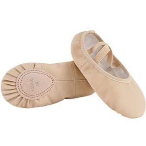 HUIJIQX PU Ballet Schoenen voor Peuter Meisjes Kinderen Dansschoen Lederen Ballet Flats Kinderen Zachte Zool Gymnastiek Schoenen Dansende Slippers, bruin, 28(foot 19cm)