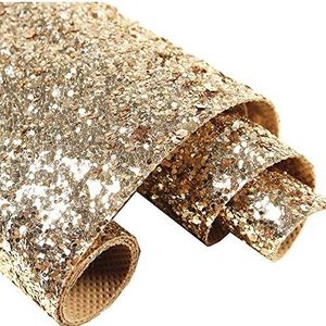 DHHOUSE Champagne Gouden Grof Glitter Behang, Zelfklevend Glitter Behang voor Muren