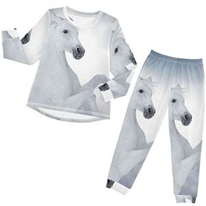 Anantty Kinderen Pyjama Sets Dier Wit Paard Pj Set Lange Mouw Top Broek Loungewear Nachtkleding Nachtkleding Voor Jongens Meisjes, Meerkleurig, 8 jaar