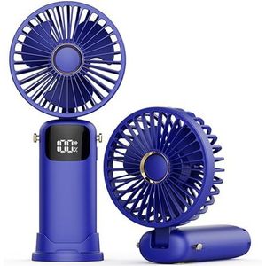 Opvouwbare Miniventilator, Draagbare Kleine Ventilator Met Led-Display, Usb-Oplaadbare Stille Ventilator, 6 Niveaus Van Windaanpassing, Voor Thuiskantoor Reizen blue