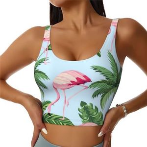 Tropische Flamingo's Print Comfortabel Vrouwen Sport Vest Yoga Workout Vest voor Vrouwen Lichtgewicht Zomer, Zwart, S