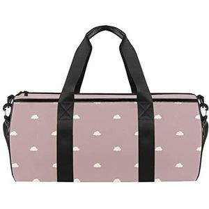 Cartoon Icecream reistas sporttas met rugzak draagtas gymtas voor mannen en vrouwen, Wolk op Roze, 45 x 23 x 23 cm / 17.7 x 9 x 9 inch