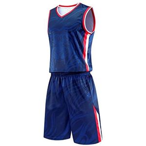 HULG Basketbal kleding, basketbal Jersey, Basketbal Jersey Shirt en Shorts, volwassen basketbal Jersey, basketbal mouwloos pak, basketbal Sportkleding, T-shirt Vest + Shorts (jersey-05, 6XL)