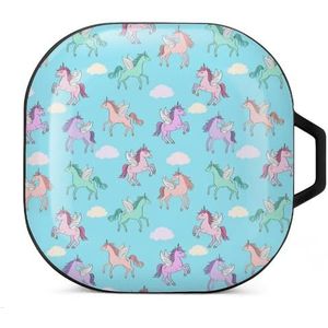 Pegacorns in Blue Sky oordopjes hoesje compatibel met Samsung hard shell beschermhoes zwart-stijl