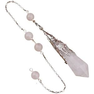 Vintage Natural Gemstones Bronze Pendulum Chains Pendant Necklace Healing Dangle Pendulum Jewelry Reiki Pendulum Decor (Color : White Quartz Silver)