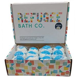 Refugee Bath Co. Variety Pack Bath Bombs Tea Tree and Eucalyptus Essential Oliën Cocoa Butter Support Refugee Aanbeveling in de VS (12 stuks)
