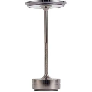 HJLRR Tafellamp Snoerloos, Dimbaar & Oplaadbaar Waterdicht Bureaulicht, Metallic LED Touch Tafellamp, voor Eetkamer Slaapzaal Thuiskantoor Slaapkamer Nachtlampje,zilver