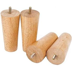 Janmobrian Meubelpoten, poten voor meubels 12 cm massief houten meubels bankpoten set M8 bout eiken taps toelopende vervanging bank bank stoel salontafel kast poot set van 4 (stijl 1)