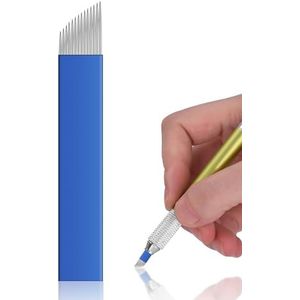 ATOMUS 50st Microblading-naalden 14-pins voeringnaalden Permanente make-up Wenkbrauw (blauw)