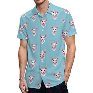 Sphynx Kat hoofd heren Hawaiiaanse shirts korte mouw casual shirt button down vakantie strand shirts 4XL