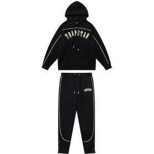 KERLI Trapstar geborduurd trainingspak katoen voor heren en dames Tijger geborduurd vrijetijds-joggingset 2-delige hoodie met capuchon en zakken Sportbroeken Trainingspakken (Color : 8831 black, Gro