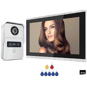 Walkie-talkie, 2MP 1080P 10-Inch Video Intercom Touchscreen Grote Tuya Draadloze POE Bedrade Deurbel for Villa Platte RFID Toegangscontrole(1v1)
