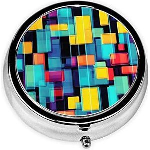 Pil Organizer, Ronde Vormige Pack, 3 Compartiment Geneeskunde Pil Case, Draagbare Pillendoos, Pil Dispensersquare Geometrie Diagram