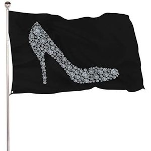 Diamant hoge hak schoen grappige vlaggen banner met messing doorvoertules voor buiten binnen tuin 24x35 inch