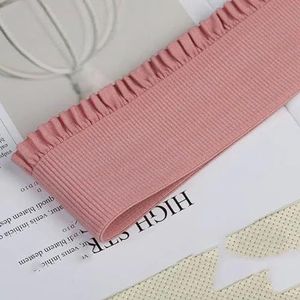 58mm kleurrijke geplooide kant elastische band flanel taille hoge elastische rubberen lint DIY handgemaakte naaien kledingaccessoires 1yard-roze-58mm