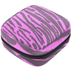 Kleine make-uptas,draagbare make-uptas,paarse textuur zebraprint,Travel Makeup Case Organizer for Women with Zipper