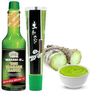 Wasabi-O, Wasabi pasta 43 g & wasabi saus 62 g - ideaal voor sushi, zalm, sashimi, zeevruchten, gegrild vlees en vegetarische gerechten