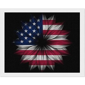 USA Vlag Zonnebloem Diamant Art Volledige Boor Diamant Foto Schilderen Kits voor Thuis Muur Decor 40 cm x 50 cm