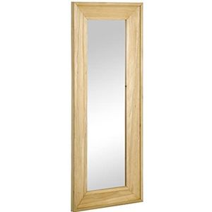 HOMCOM wandspiegel, hangspiegel, 150 x 60 cm, garderobespiegel, grote spiegel, gangspiegel met houten frame, woonkamerspiegel voor slaapkamer, elegant MDF-sparrenhout, naturel