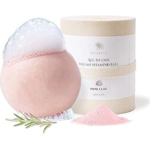 ERIGERON Alles-in-één shampoobar met roze klei voor alle haartypes en alle huidtypes - dierproefvrij, veganistisch, alle natuurlijke ingrediënten handgemaakt met plasticvrij, milieuvriendelijk en geen