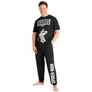 Marvel Spiderman Herenpyjama, nachtkleding, T-shirt, lange broek, pyjamaset, loungeset, M-3XL, mannen en tieners - cadeaus voor mannen, Zwart, M