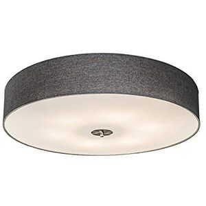 QAZQA - Modern Landelijke plafondlamp grijs 70 cm - Drum Jute | Woonkamer | Slaapkamer - Stof Rond - E27 Geschikt voor LED - Max. 6 x 40 Watt