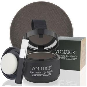 VOLLUCK Root Touch-up Poeder – Directe Dekking voor Uitgroei, Grijze Haren & Dunner Wordende Haarlijn – Natuurlijke, Niet-Vettige Haarpoeder voor Mannen en Vrouwen 4 g (Donkerbruin)