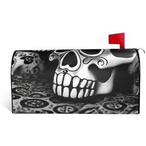GTKSYNVE Zwart-witte schedels brievenbushoezen magnetische standaardmaat 25,5 x 21 inch decoratieve brievenbus wraps waterdichte brievenbus cover gepersonaliseerde brievenbushoezen voor tuin