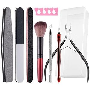 Nagelverzorgingsset, nagelriemduwer en cutterverwijderaar, professionele manicure-gereedschapsset met roestvrijstalen nagelriemduwer voor salon thuis (grijs)