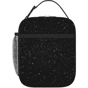 Geïsoleerde lunchtassen zwarte glitter lunchbox voor mannen vrouwen herbruikbare koeltas lunch draagtas voor werk