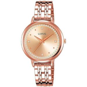 Lorus Dames Rose Gold Tone Armband Horloge Stone Set Dial RG298PX9, armband