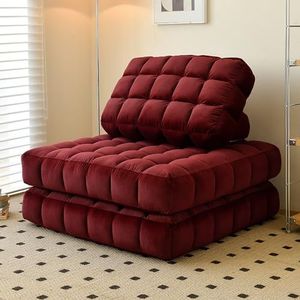 FZDZ —Converteerbare opvouwbare slaapbank, slaapstoel met twee verwijderbare rugkussens, vloer Tofu Sofa gratis combinatie vloerbank stoel voor slaapkamer en hoek (kleur: rode wijn, maat: 2)