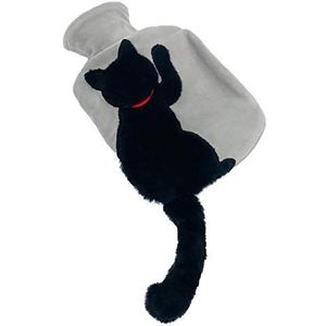 YIREAUD Hot Water Fles,1 Liter Waterzak met Pluche Cover voor pijnverlichting Hot Cold Therapy-Pluche Leuke Lange Staart Kat