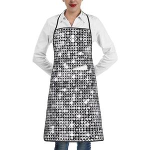 ZhaoYuGoods Golden Retriever schorten met zakken voor vrouwen, stijlvolle kookschorten voor keuken, tuinieren, salon, ideale print schort, Zilveren pailletten Sparkle Patroon, Eén maat