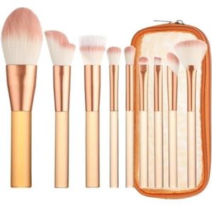 Multifunctionele Make-upborstel Make-up Kwastenset 9 Stuks For Foundation, Concealer, Oogschaduw, Blush Kwastenset Oogmake-up Kwasten voor Dames(Orange-Brush Pack)