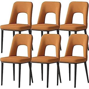 GEIRONV Eetkamerstoel set van 6, kunstleer woonkamer zijstoelen koolstofstalen poten for kantoor lounge eetkamer slaapkamer stoelen Eetstoelen (Color : Orange, Size : 85 * 40 * 48cm)